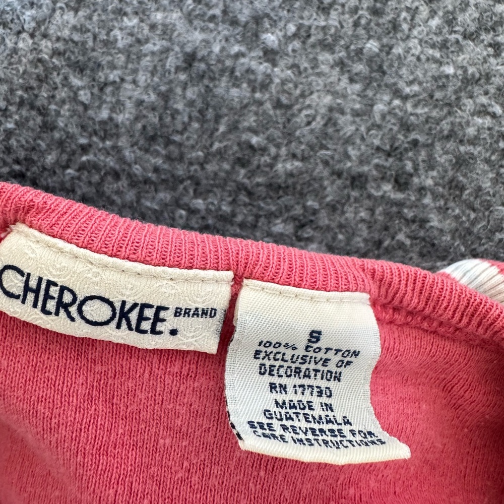Cherokee Vintage Y2K Striped Henley Top Long Sleeve Pink Cotton V Neck Women's S - Picture 9 of 10